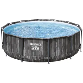 BESTWAY Steel Pro Max Frame Pool Set 366 x 100 cm holzoptik inkl. Filterpumpe