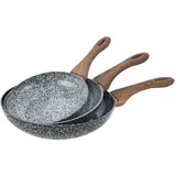 KING HOFF Granit Wood Line Pfannen-Set 3-tlg. 20 cm + 24 cm + 28 cm