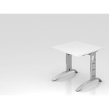 Hammerbacher Savona höhenverstellbarer Schreibtisch weiß quadratisch, C-Fuß-Gestell silber 80,0 x 80,0 cm