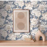 A.S. Création Aquarell Dreams Vliestapete (Blau-Beige, Floral, 10,05 x 0,53 m)