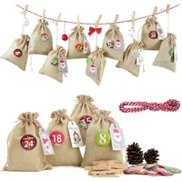 Luxuskollektion Adventskalender zum Befüllen Groß 13x17cm Weihnachtskalender Jutesäckchen 2023