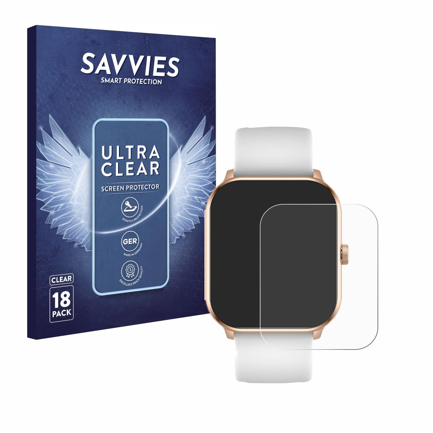 Savvies 18 Stück Schutzfolie für Ice-Watch Ice Smart 021413 1.85" Displayschutz-Folie Ultra-Transparent