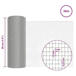 vidaXL Drahtgeflecht 20 x 1000 cm 18 Mesh Edelstahl 304 Silber