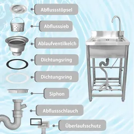 Lemodo Spültisch freistehend mit Kalt Warm Anschluss, M
