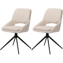 Mendler 2er-Set Esszimmerstuhl HWC-N73, Küchenstuhl, drehbar Auto-Return, Stoff/Textil Boucle (540g/m2) Öko-Tex ~ creme