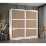 MOEBLO Schiebetürenschrank ABIA (Schrank Boho Schrank, mit/ ohne Schubladen, Schwebetürenschrank Schrank Garderobe Schiebtüren Schlafzimmer Wohnzimmerschrank) (BxHxT):100/120/150/180/200/250x200x62 cm weiß 180 cm