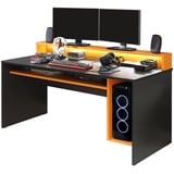 Forte Tezaur Gaming Desk mit RGB-Beleuchtung schwarz/orange