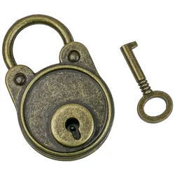HMF Vintage Deko Vorhängeschloss mit Schlüssel, 4,8 x 3 x 1 cm, Bronze