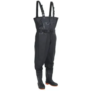 vidaXL Wathose mit Stiefeln und Gürtel Schwarz Größe 45