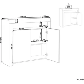 Beliani Sideboard 108 x 97 x 35 cm Weiß