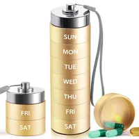 OUVBTX Tablettenbox 7 Tage aus Aluminium - XL Große Kapazität Pillendose 7 Tage, Wasserdicht & Staubdicht Medikamentendosierer Metall, Wochendosierer für Vitamine & Fischöl