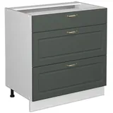 Vicco Küchenunterschrank Fame-Line Grün-Gold Landhaus/Weiß 80 cm mit 3 Schubladen ohne Arbeitsplatte