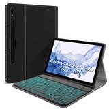 JUQITECH Tastaturhülle mit Hintergrundbeleuchtung für Samsung Galaxy Tab S8 S7 11 mit 7 Farben-Hintergrundbeleuchtung, kabellos, abnehmbare Tastatur für Galaxy Tab S8 SM-X700/X706 2022 S7