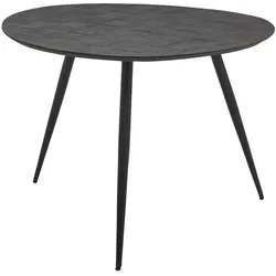 Esstisch STOLKOM "Joe", braun (braun, schwarz, schwarz, braun), H:78cm, Tische, Esstisch Runde Esstische, Massivholz Teak recycelt, Tisch mit Mosaik Muster