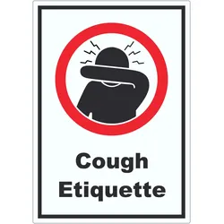 Cough Etiquette Symbol und Text Aufkleber A2 (420x594mm)