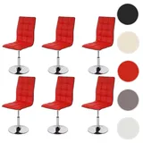 6er-Set Esszimmerstuhl HWC-C41, Stuhl Küchenstuhl, höhenverstellbar drehbar, Kunstleder FSC®-zertifiziert ~ rot