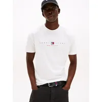 Tommy Jeans Flag Linear Regular Fit Kurzarm-t-shirt - Ecru