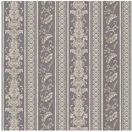 Profhome Barock Tapete Streifen 0,53 m x 10,05 m 5,33 m2 Silber/Grau 335475