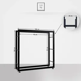 CLP Kaminholzregal Keri V2 25 x 100 x 100 schwarz