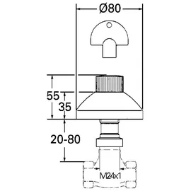 Grohe UP-Ventil-Oberbau 19840 20-80mm Steckschlüssel chrom
