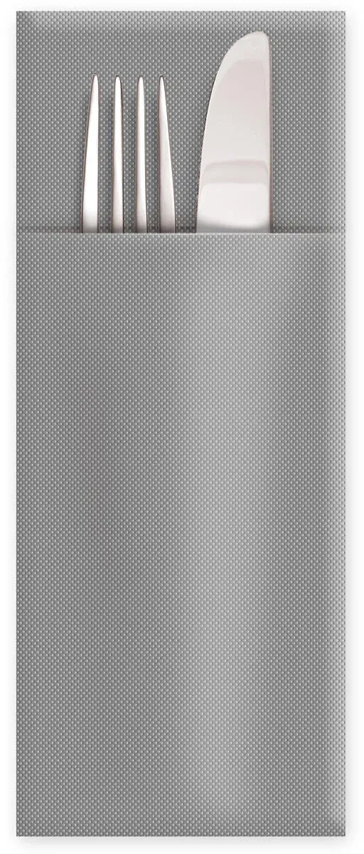 Servietten Bestecktaschen Premium 32 x 40 cm Airlaid grau, 50 Stk.