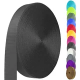 Nylon-Gurtband, 3,8 cm, strapazierfähiges Nylon-Gurtband, 12 Yard, strapazierfähiges Nylonband für Innen- oder Außenausrüstung, DIY-Basteln, Reparaturen, (schwarz, 12 Yard)