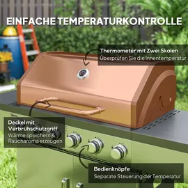 Outsunny Gasgrill 8500BTU Silber