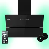 KKT KOLBE Dunstabzugshaube 60 cm 782 cbm/h Umluft Abluft Kopffrei Wandhaube Schwarz Glas Smart WiFi App WLAN RGBW-LED-Beleuchtung ECCO6005SM - Schwarz