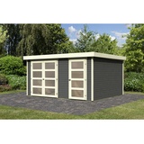 Woodfeeling Karibu Gartenhaus Mühlentrup 3 terragrau 404 x 332,5- cm