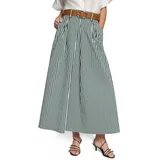 Zero Maxirock Damen Gestreift Grün/Weiß 34