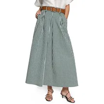Zero Maxirock Damen Gestreift Grün/Weiß 34