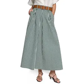 Zero Maxirock Damen Gestreift Grün/Weiß 34