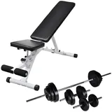 vidaXL Hantelbank mit Langhantel und Kurzhantel Set 30,5 kg