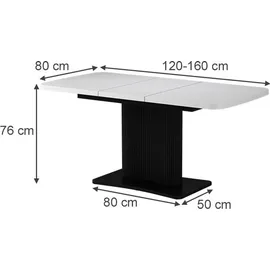 Vicco Fenaro 120 x 77,4 x 80 cm ausziehbar Weiß/Schwarz