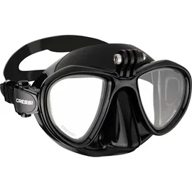 Cressi Metis Action Mask Black/Black - Tauchmaske mit geringem Volumen für Action Cam, Schwarz/Schwarz, Einheitsgröße, Unisex Erwachsene