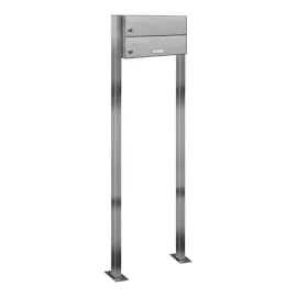 AL Briefkastensysteme 1 Fach Premium Edelstahl Stand Briefkasten Anlage mit Klingeln, Post A4 modern, robust, wetterfest, Artikelnummer: 132V1DZS1KS