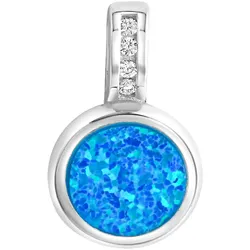 Ketten-Anhänger FIRETTI "Schmuck Geschenk Silber 925 Halsschmuck Anhänger für Halskette", bunt (silberfarben, weiß, blau, weiß, blau), Schmuckanhänger, Damen, Silber 925 (Sterlingsilber), 1,8 g, mit synth. Opal und Zirkonia (synth.)