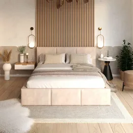 Fdm Polsterbett, beige Holzwerkstoff, Birke, 160x200 cm, Schlafzimmer, Betten, Polsterbetten