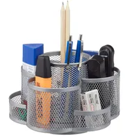 Relaxdays Stiftehalter, Metallgeflecht, 7 Fächer, drehbar, rund, kompakt, für