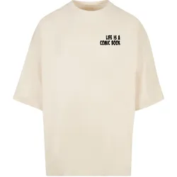 T-Shirt MERCHCODE "Merchcode Herren Book Comic Huge Tee", Herren, Gr. M, beige (sandweiß), 100% Baumwolle, bedruckt, casual, oversize, Rundhals, Halbarm, Shirts