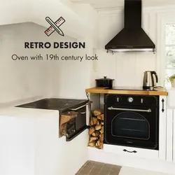 Klarstein Victoria Einbaubackofen Retro-Design 9 Funktionen 50-250°C schwarz Schwarz