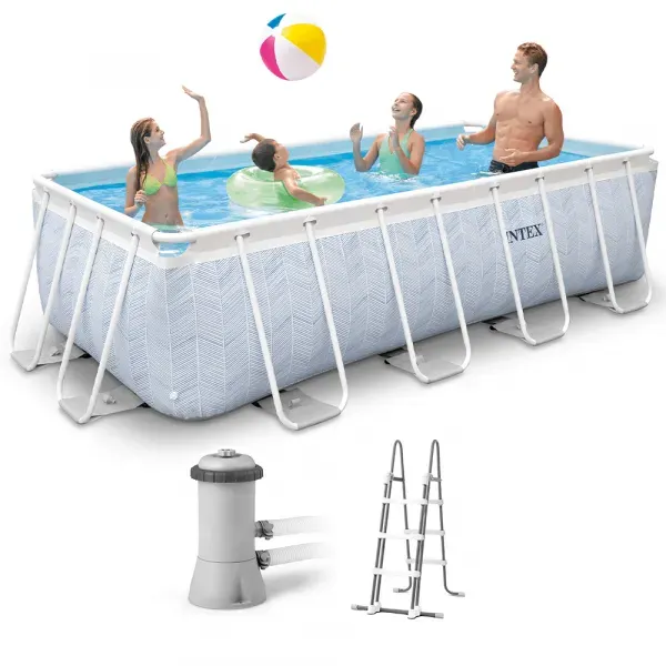 Intex Prisma Frame Chevron 26780NP - Aufstellpool + Filterpumpe und Poolleiter