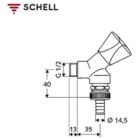 Schell Geräteschrägsitzventil Rohrbelüfter G 1/2' Chrom