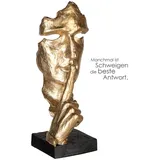 Casablanca modernes Design Skulptur Silence, Gold, Kunstharz Statue Wohnzimmer, Büro Dekoration H. 39 cm x B. 13 cm - Moderne Skulpturen Gesicht, Schweigen, Stille