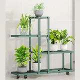 Lidzopas BlumenstäNder Mit Rollen, PflanzenstäNder für Drinnen Und DraußEn, MehrstöCkiges Blumenregal für Zimmerecke, Wohnzimmer, Balkon, Terrasse, Hof