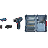 Bosch Professional 12V System Akku-Bohrschrauber GSR 12V-15 (inkl. Akku, Ladegerät, in L-BOXX) + 40tlg. Schrauberbit-Set (Zubehör Bohrschrauber und Schraubendreher)