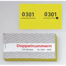 WOLF & APPENZELLER Doppelnummernblöcke 0001-0100, 0101-0200, 0201-0300, 0301-0400, 0401-0500, gelb, 5 Blöcke