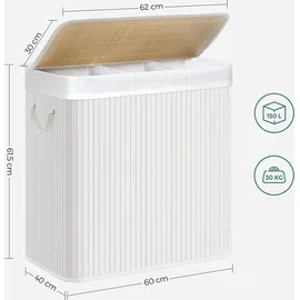 Songmics Wäschekorb mit Deckel 150L weiß