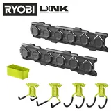 Ryobi LINK RSLWPK-7PC, 7-teilig, für Elektrowerkzeuge, inkl. Wandträger, Aufhängehaken und Kleinteileorganizer