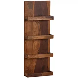 Kadima Design Sheesham Massivholz Wandregal, Nachhaltiges, handgefertigtes Regal. 30x10x80 cm